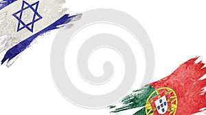 Flags of Israel andÂ Portugal on White Background